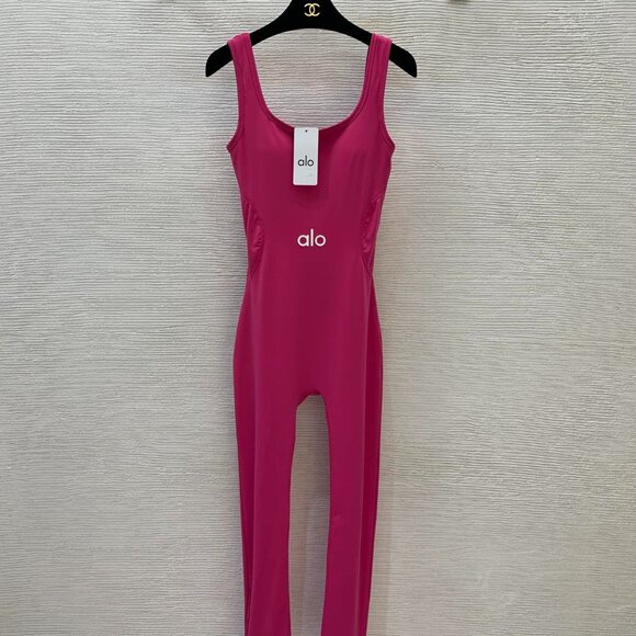 Alo yoga black fitness yoga wear tight bodysuit with chest pad